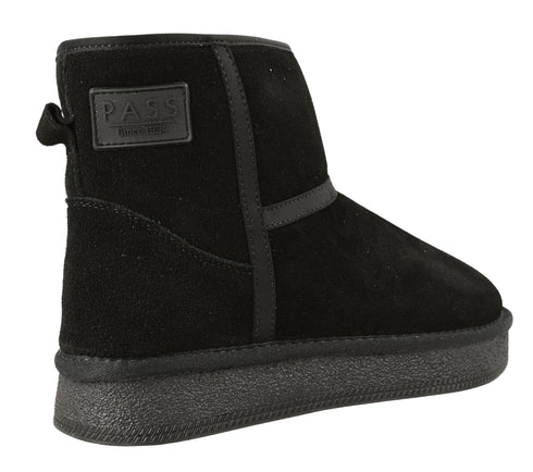 Ghete sport, dama, PASS COLLECTION, M470022A, negru, piele intoarsa